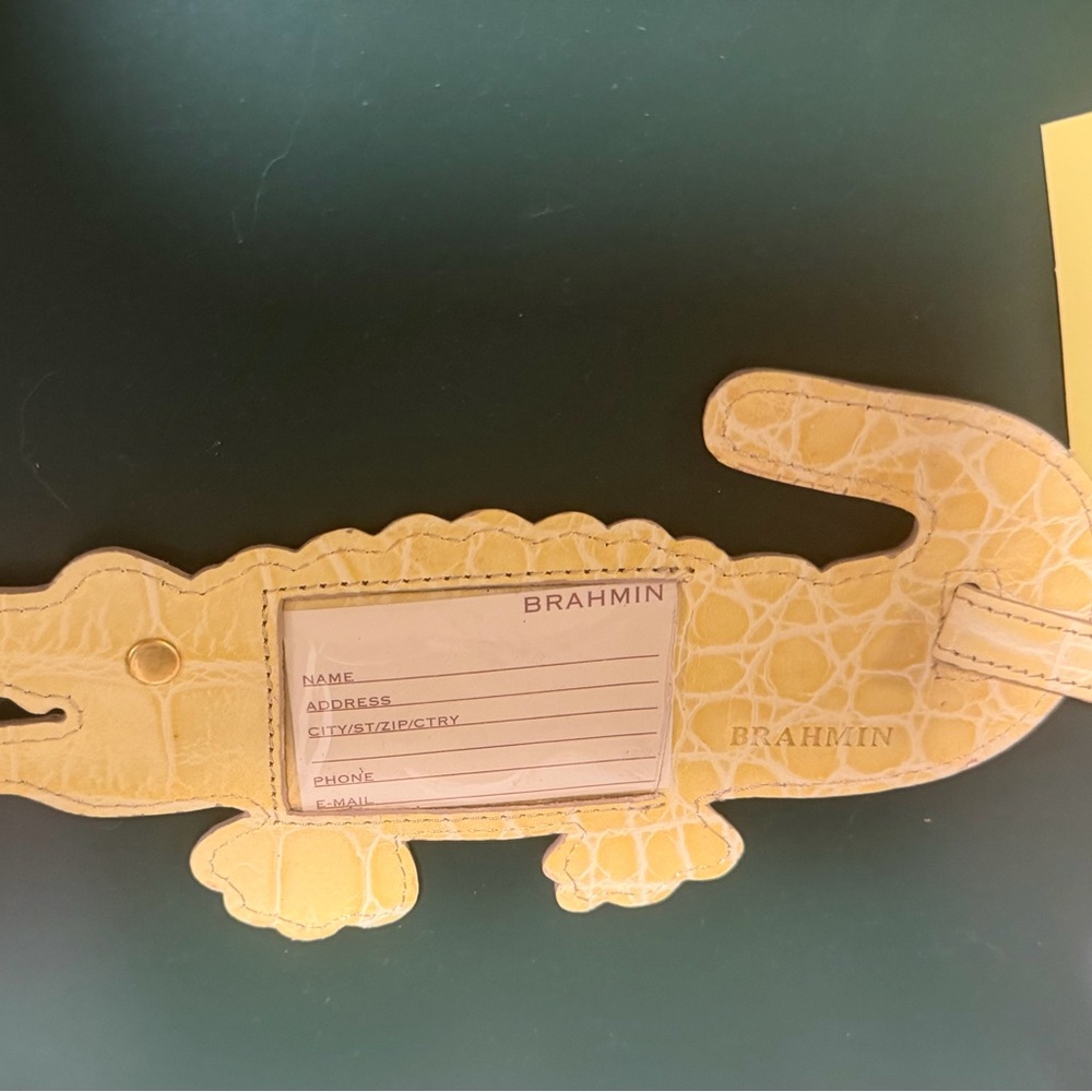 NWT Vintage Brahmin Cream Croc-Embossed Alligator Luggage Tag - Picture 5 of 10